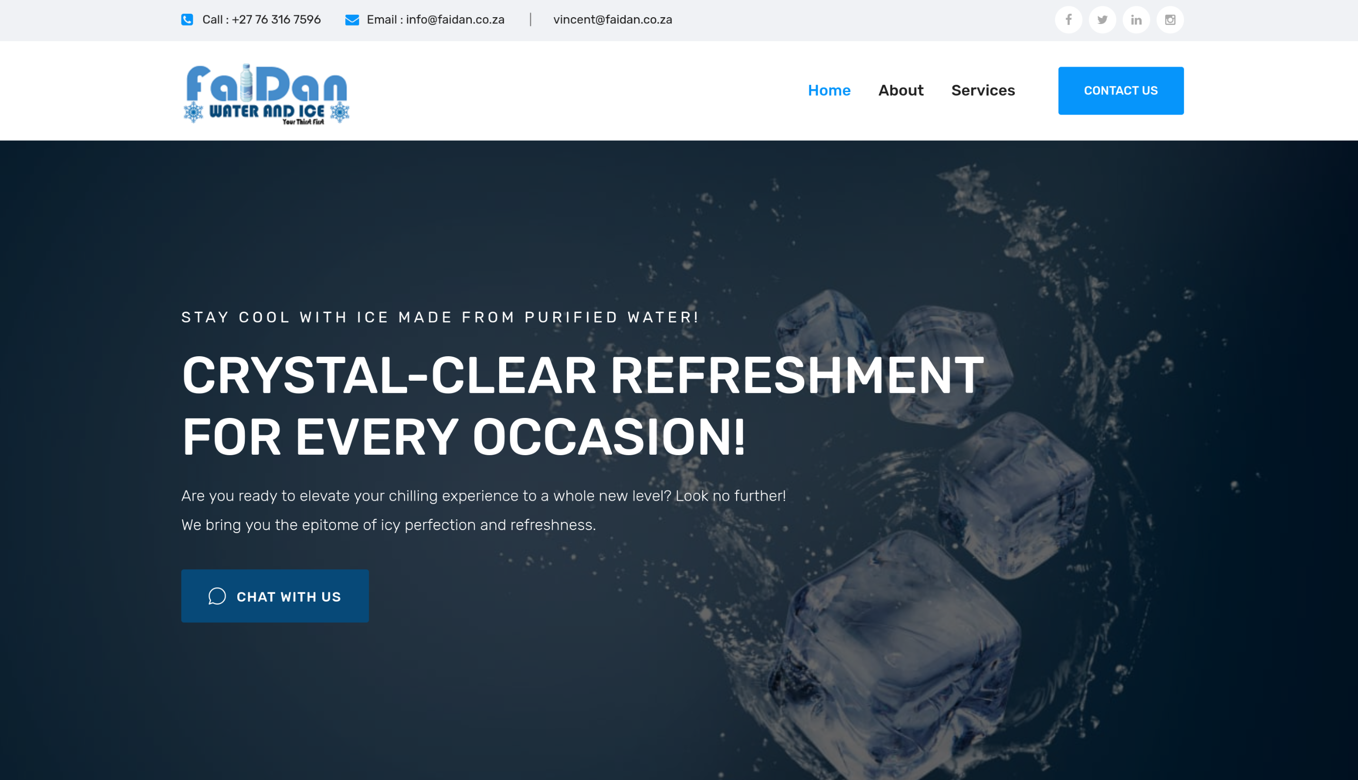 Faidan Water & Ice – Hydration Solutions Website